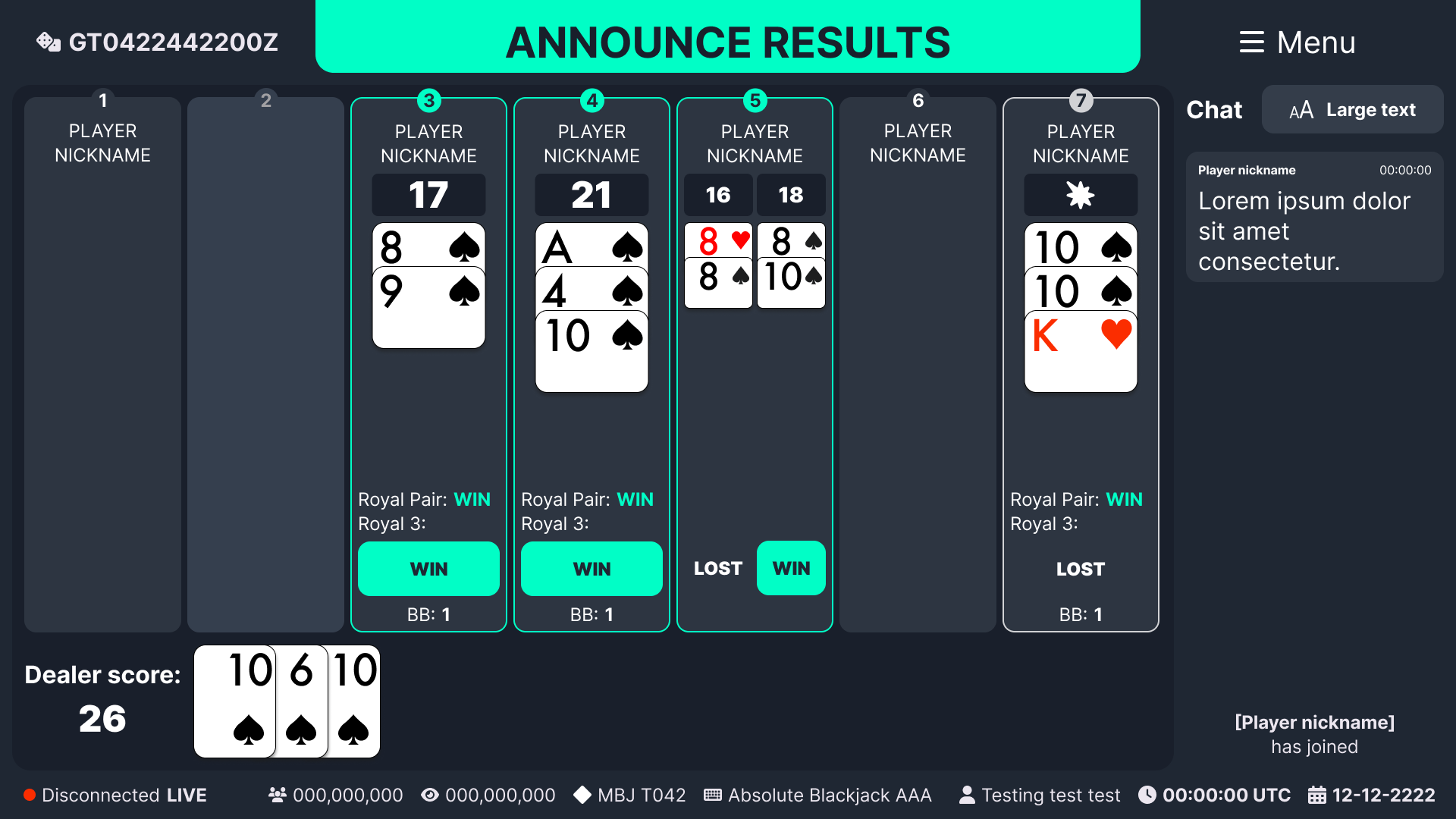 DealerUI-Blackjack-Result